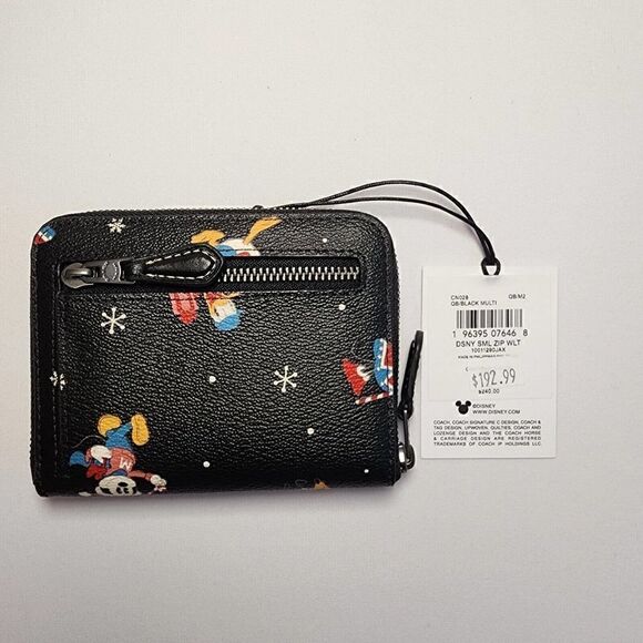 NWT Disney CN028 Limited Edition Coach Small Zip Around Wallet Holiday Print - Picture 2 of 3